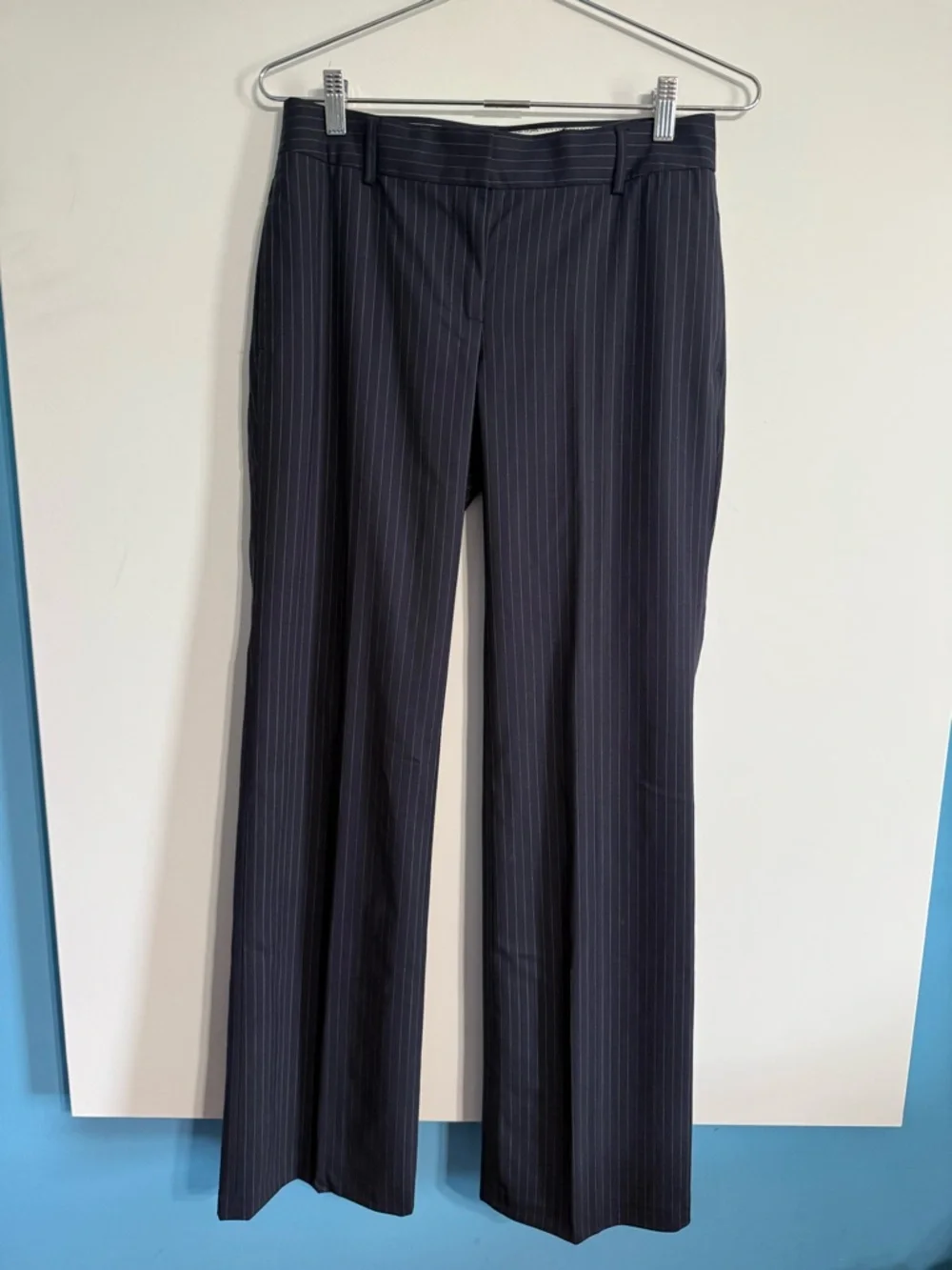 J.Crew Women's Suit Set Navy Blue Pinstripe Wool Blazer (Sz 8) & Pants (Sz 2)